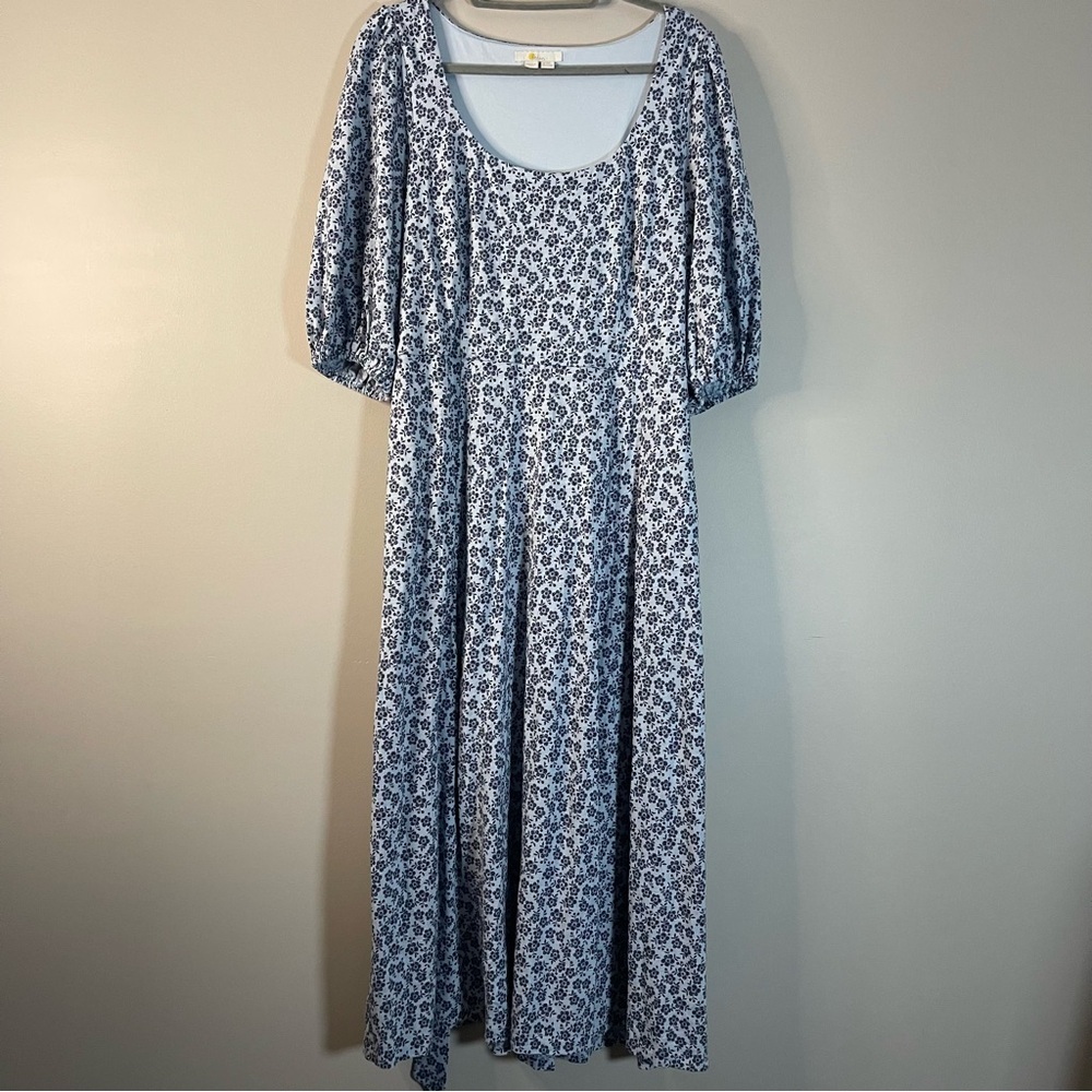 Boden Long Sleeve Blue Floral Dress